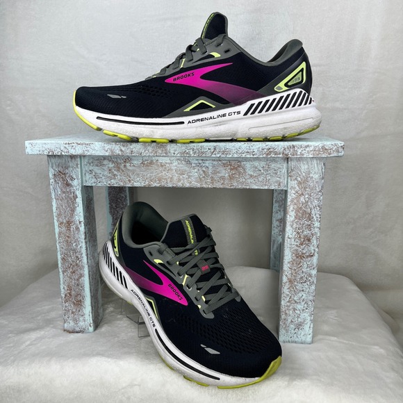 Brooks Adrenaline GTS Running Shoes Women's Size 9 Wide Black Pink Sneakers - Picture 1 of 8